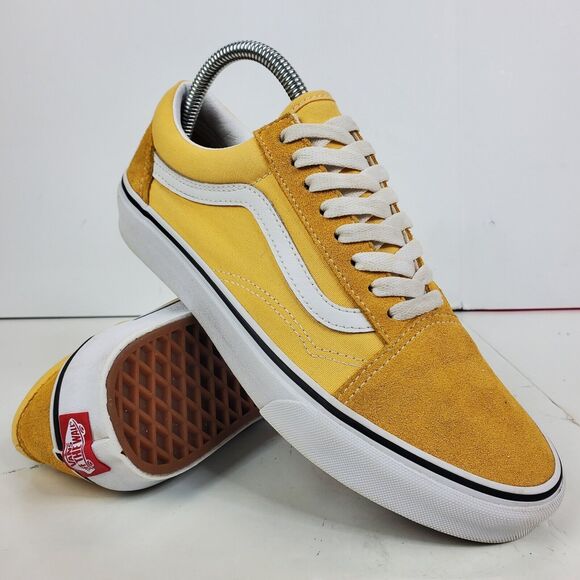VANS Shoes Mens Size 7.5 Yellow White Suede Old Skool Skateboarding Sneaker - Picture 5 of 13